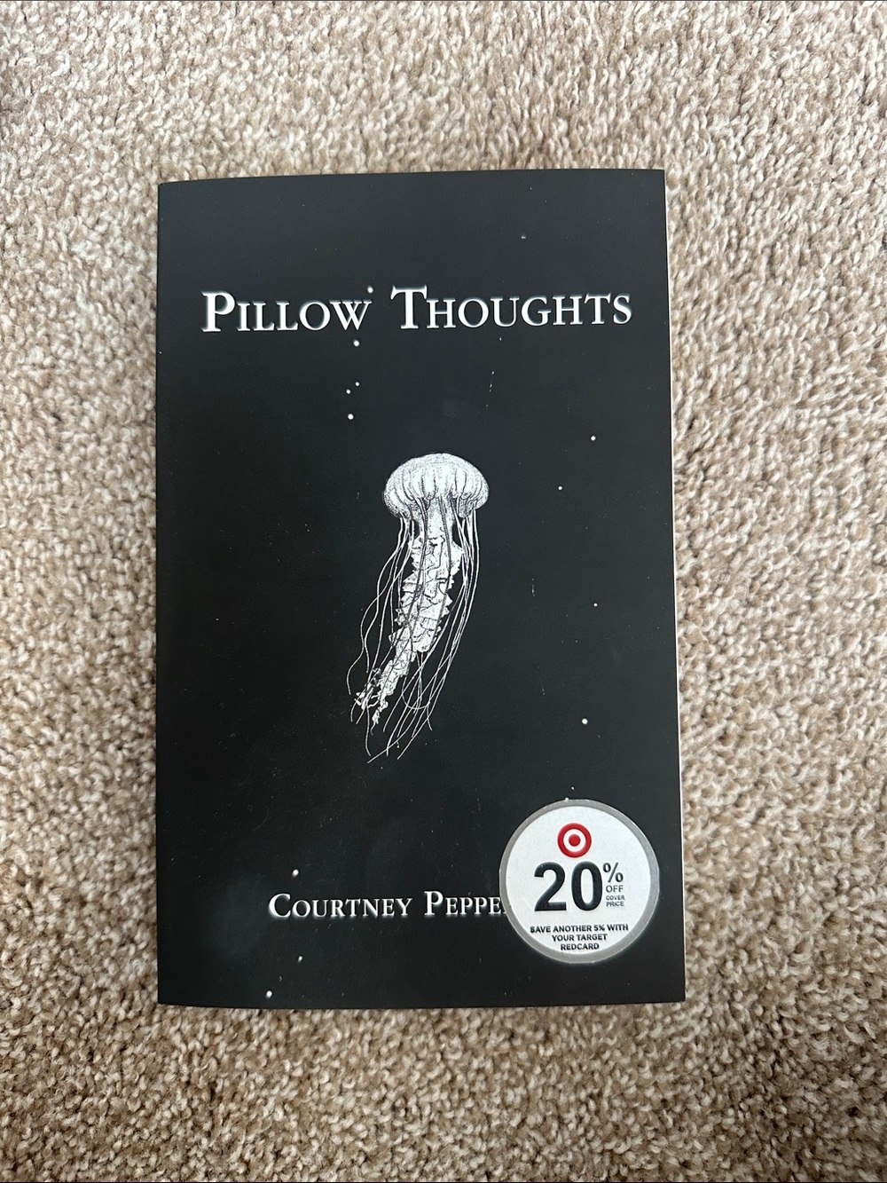 Pillow Thoughts Paperback Book - Black Cover with White Jellyfish